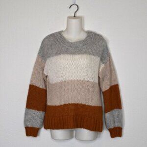GAP Striped Sweater Sz S Alpaca Wool Colorblock Slouchy Neutral Minimalist